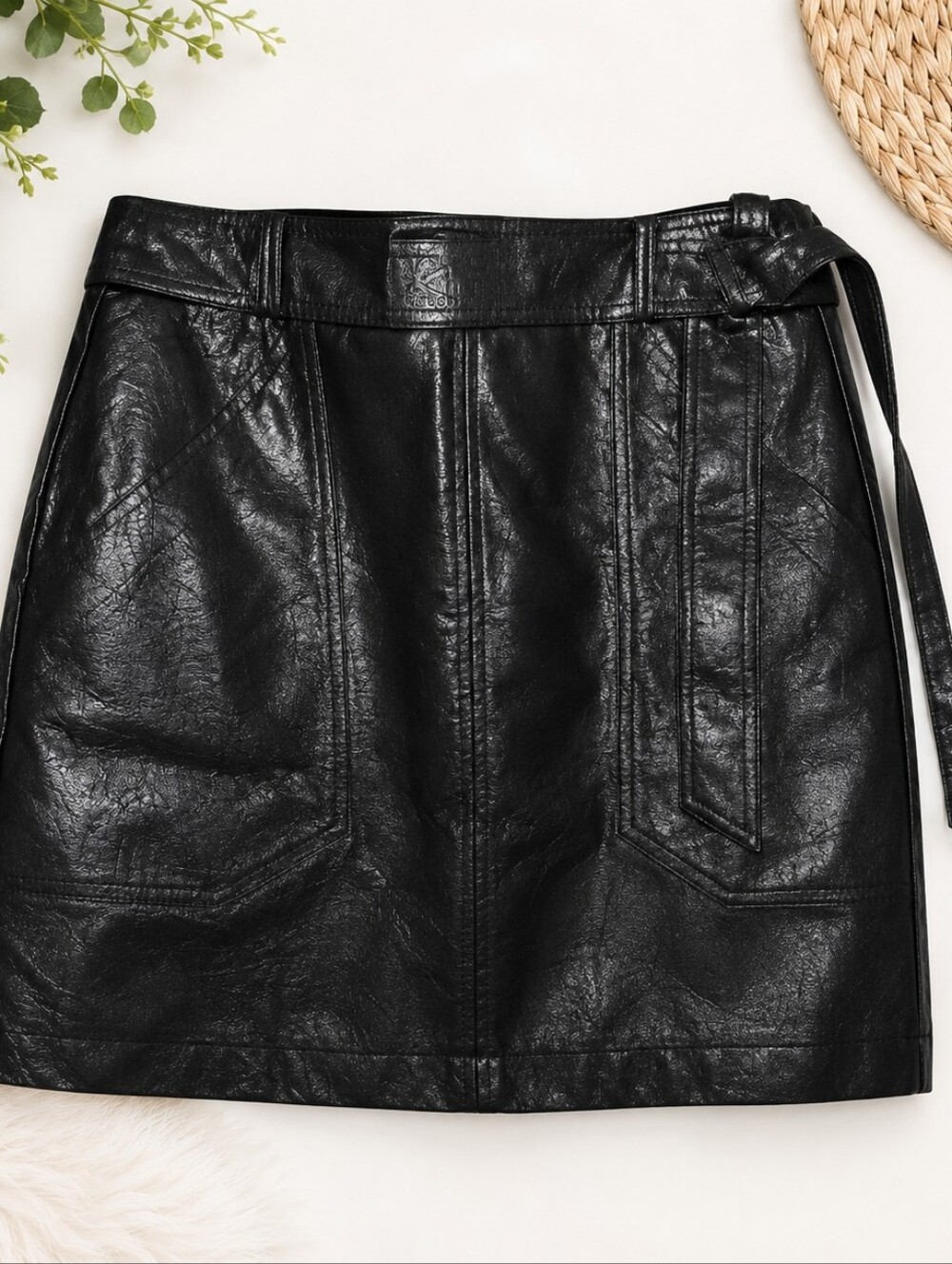 Elegant Black Faux Leather Skirt